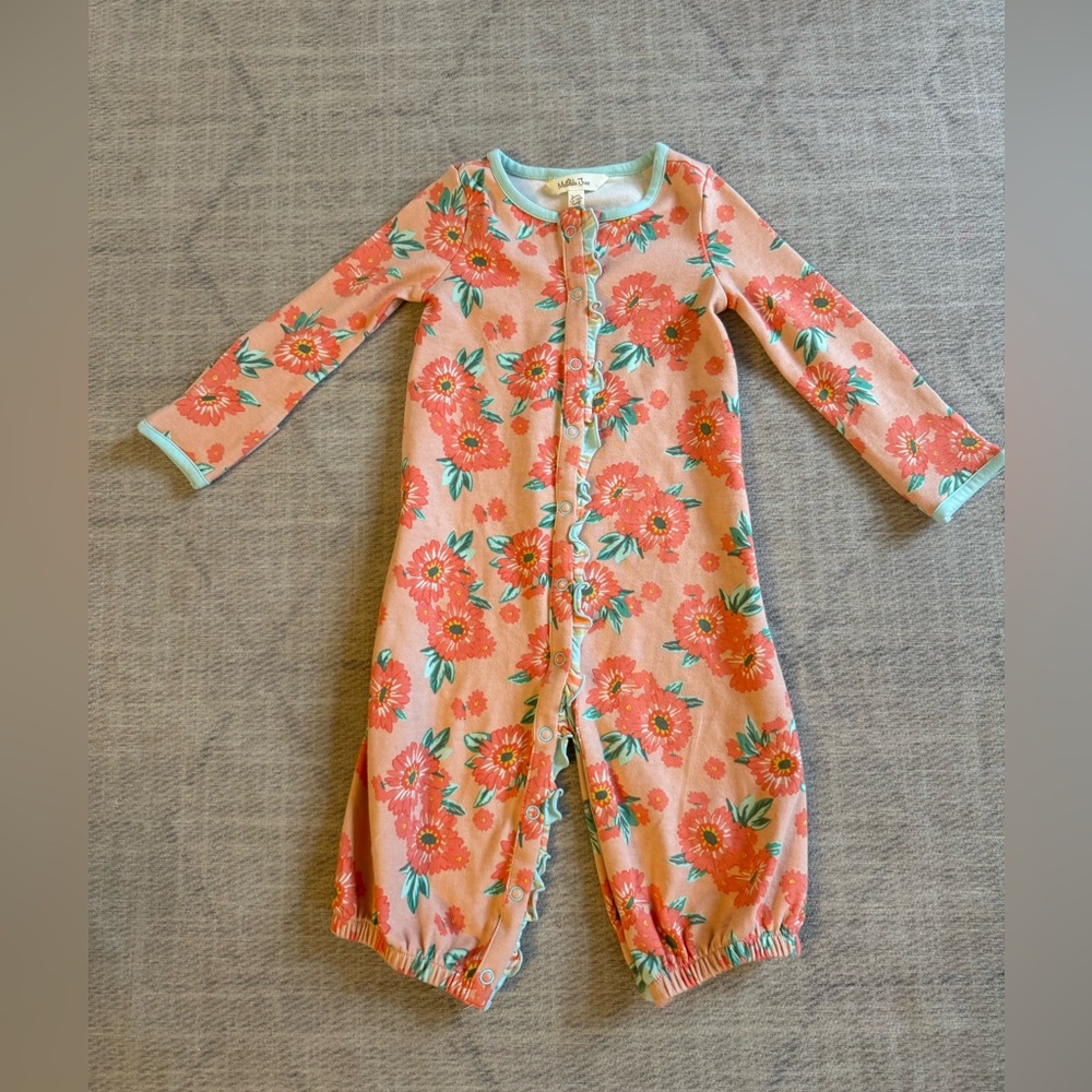 Matilda Jane One piece Peach Floral Outfit 12-18 Months